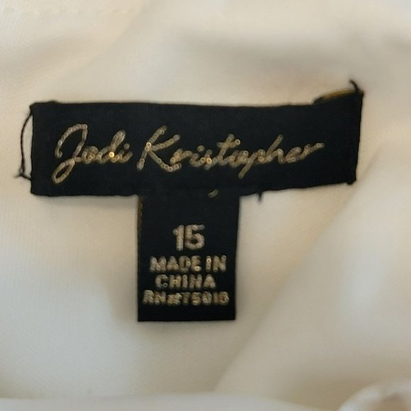 Jodi Kristopher Women JR Size 15 Ivory Fit & Flare Dress w/Open Lace Back EUC - Picture 5 of 11